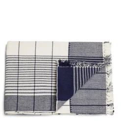 Cheap Daylesford Organic Checkmate Blanket Navy