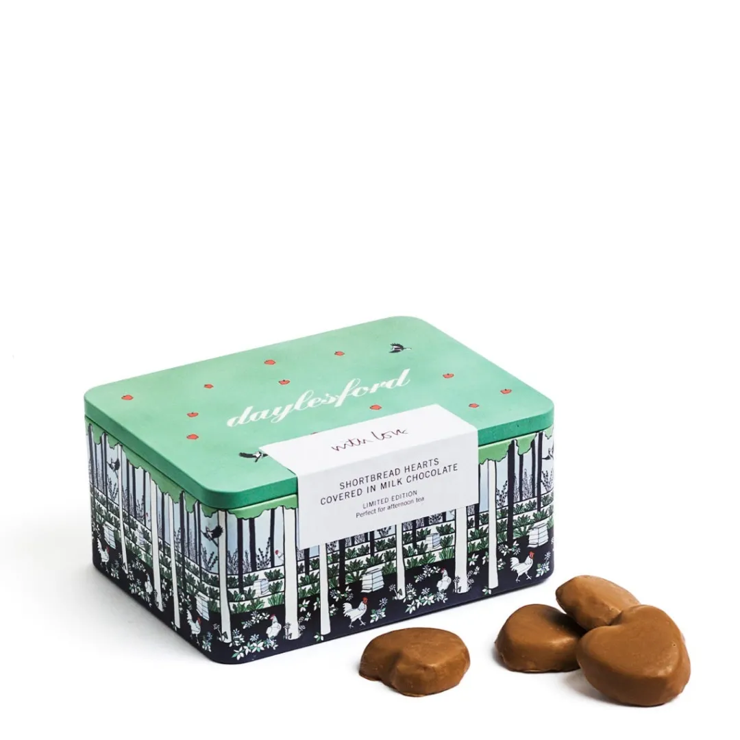 New Daylesford Organic Chocolate Shortbread Hearts Tin