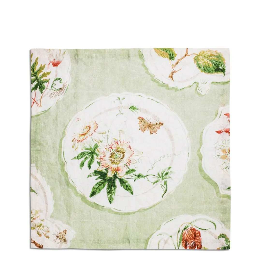 Best Sale Daylesford Organic Daylesford x Colefax Quince Garden Napkin in Green With Passion Flower
