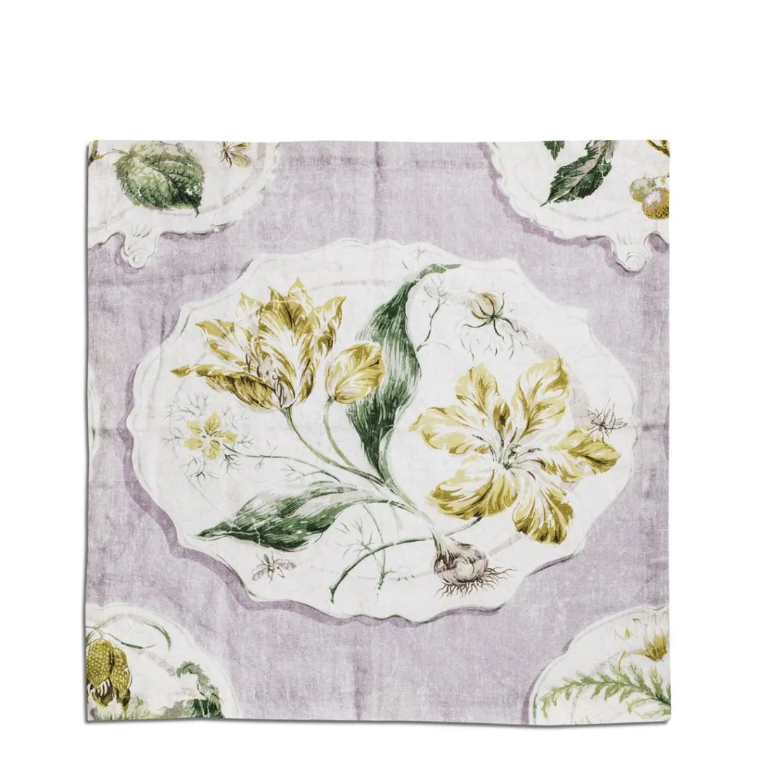 Shop Daylesford Organic Daylesford x Colefax Quince Garden Napkin in Lilac With Tulips