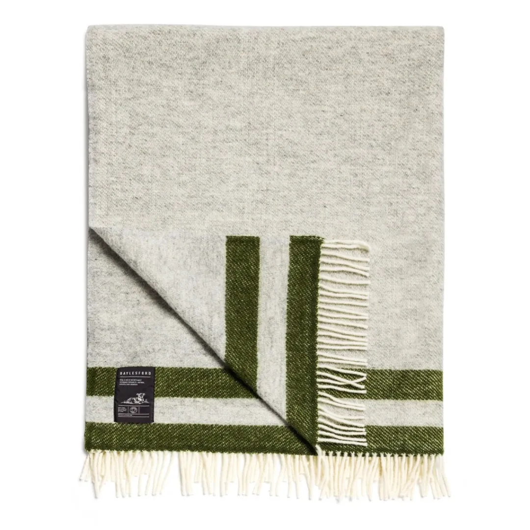 Fashion Daylesford Organic Elmstead Wool Throw Double Stripe Grey