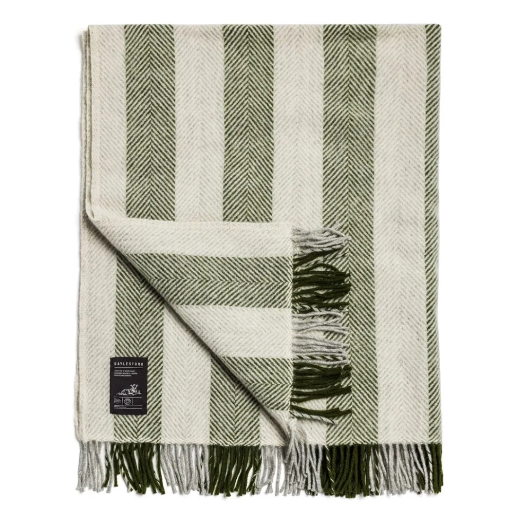 Flash Sale Daylesford Organic Enstone Wool Throw Herringbone Stripe Olive