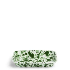 Fashion Daylesford Organic Splatter Small Rectangular Dish Green Enamel