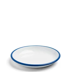 New Daylesford Organic White & Blue Enamel Plate Large