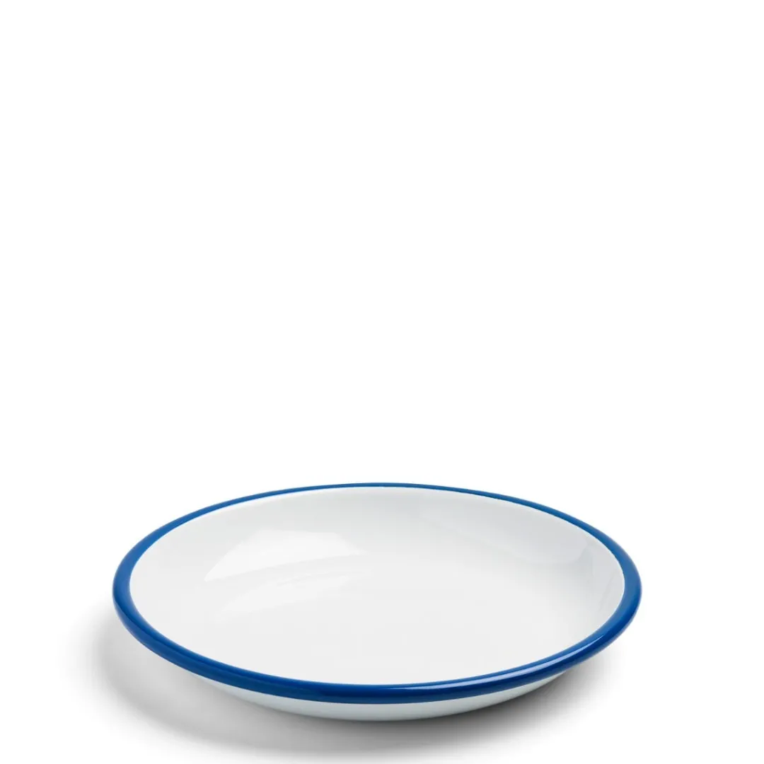 New Daylesford Organic White & Blue Enamel Plate Large