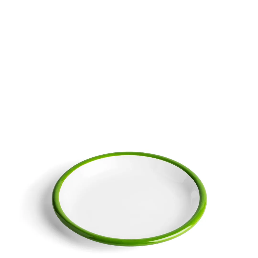 New Daylesford Organic White & Green Enamel Plate 20cm
