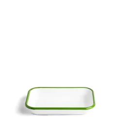 Store Daylesford Organic White & Green Enamel Rectangular Dish 21cm