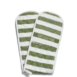 Best Sale Daylesford Organic White & Green Stripe Double Oven Glove