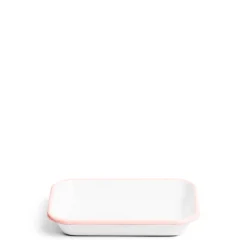 Hot Daylesford Organic White & Pink Enamel Rectangular Dish 21cm